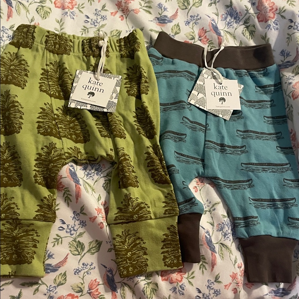 Kate Quinn Nature Print Baby Pants - Olive and Teal